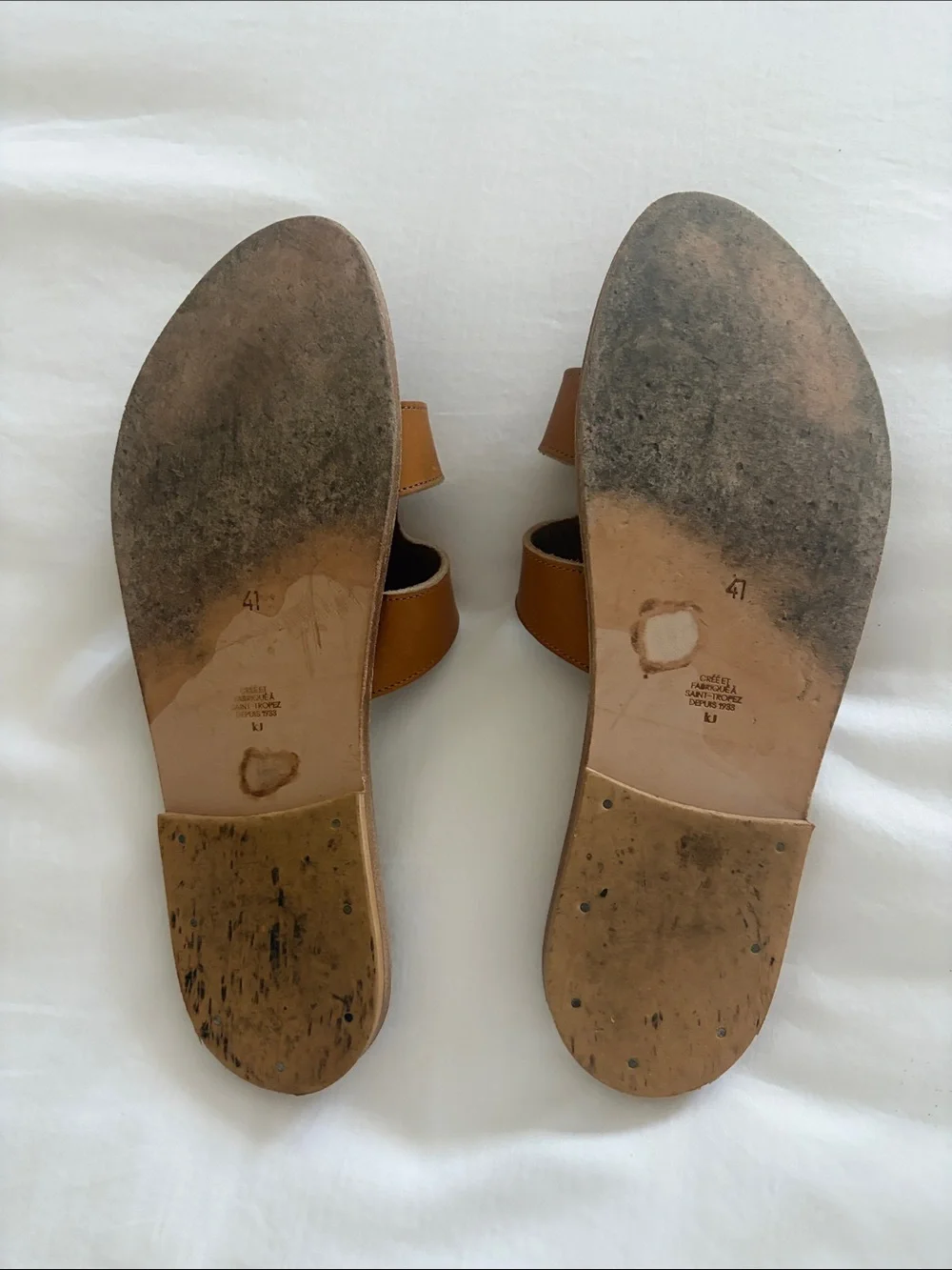 K.Jacques Cognac Leather Double-Strap Menandre Slide Sandals
